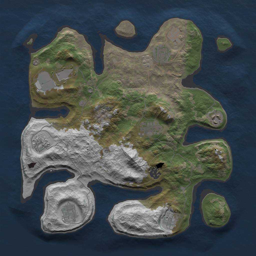 Rust Map: Barren, Size: 3500, Seed: 6000, 13 Monuments