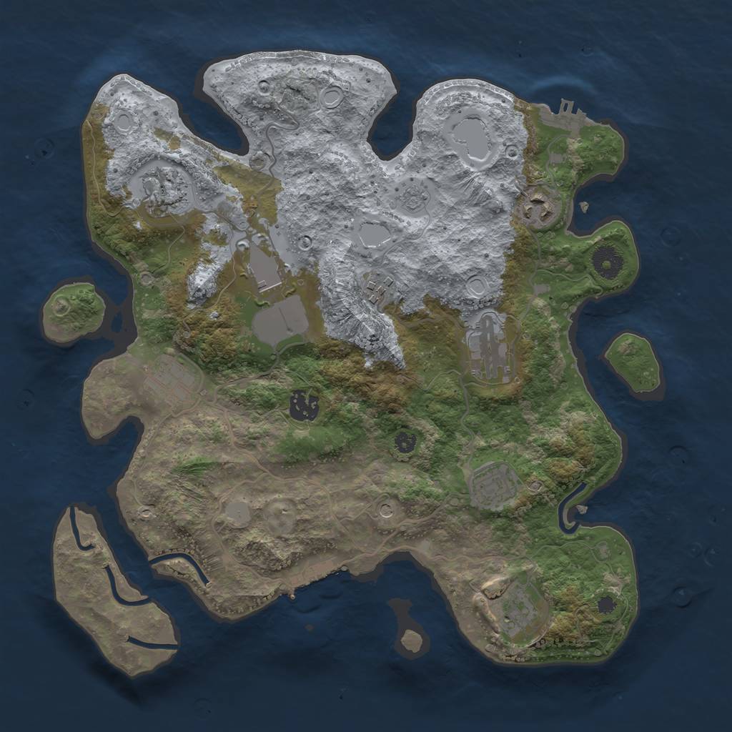 Rust Map: Procedural Map, Size: 3500, Seed: 1045449332, 18 Monuments