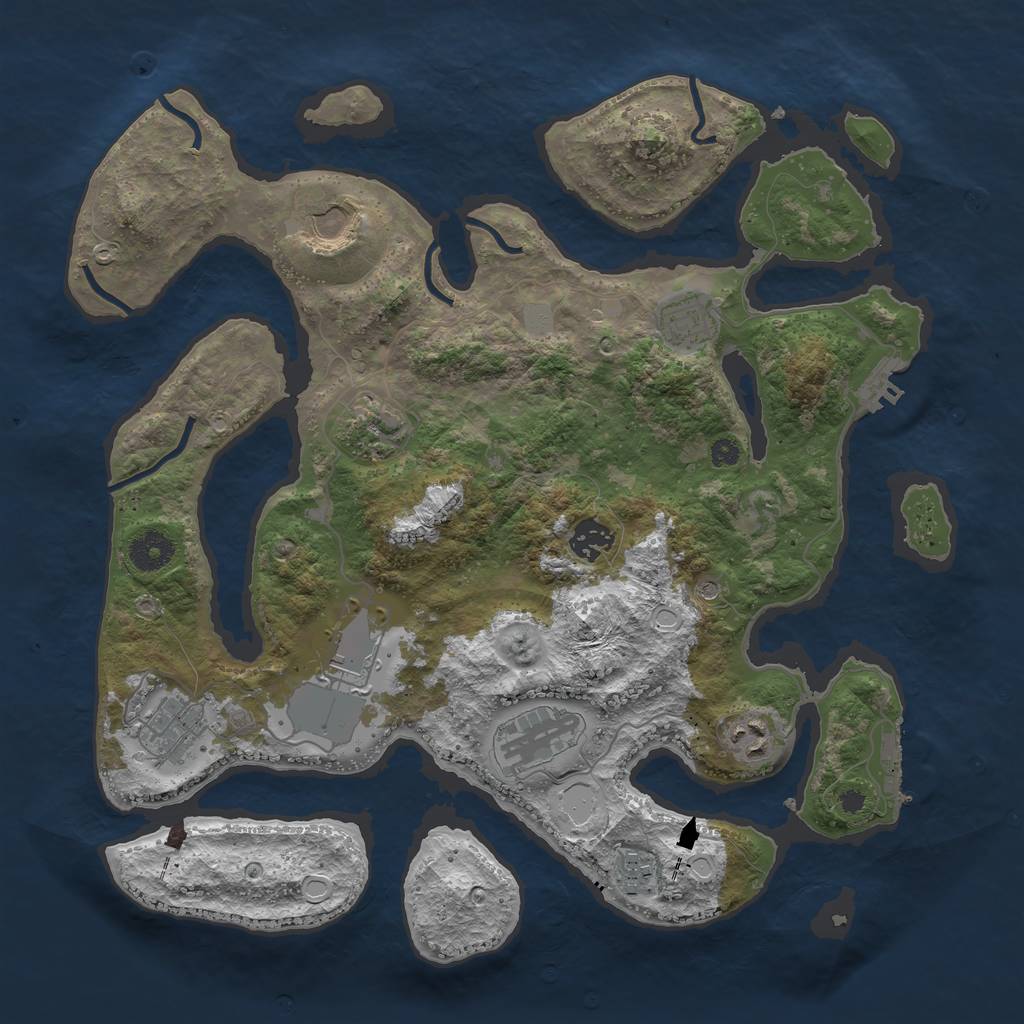 Rust Map: Procedural Map, Size: 3700, Seed: 1564680671, 17 Monuments