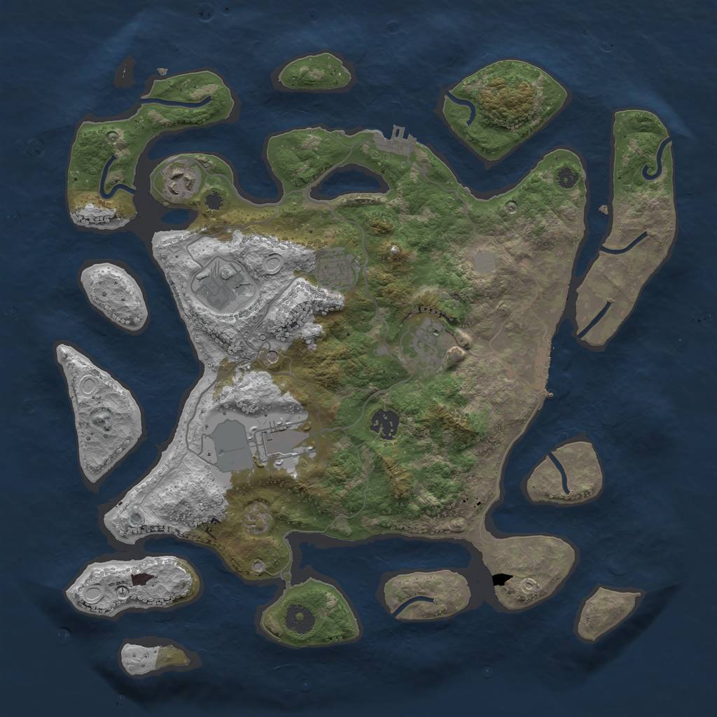 Rust Map: Procedural Map, Size: 3700, Seed: 77284, 14 Monuments