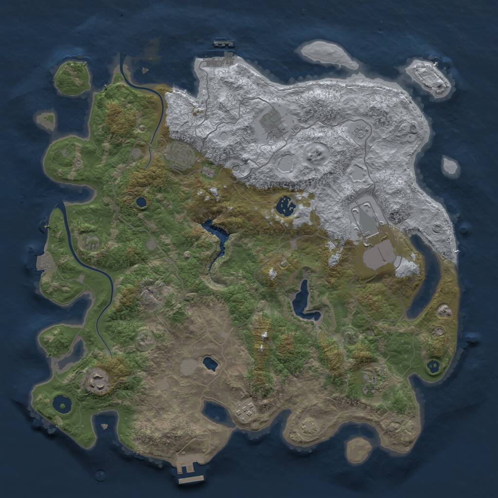 Rust Map: Procedural Map, Size: 4000, Seed: 431191645, 13 Monuments