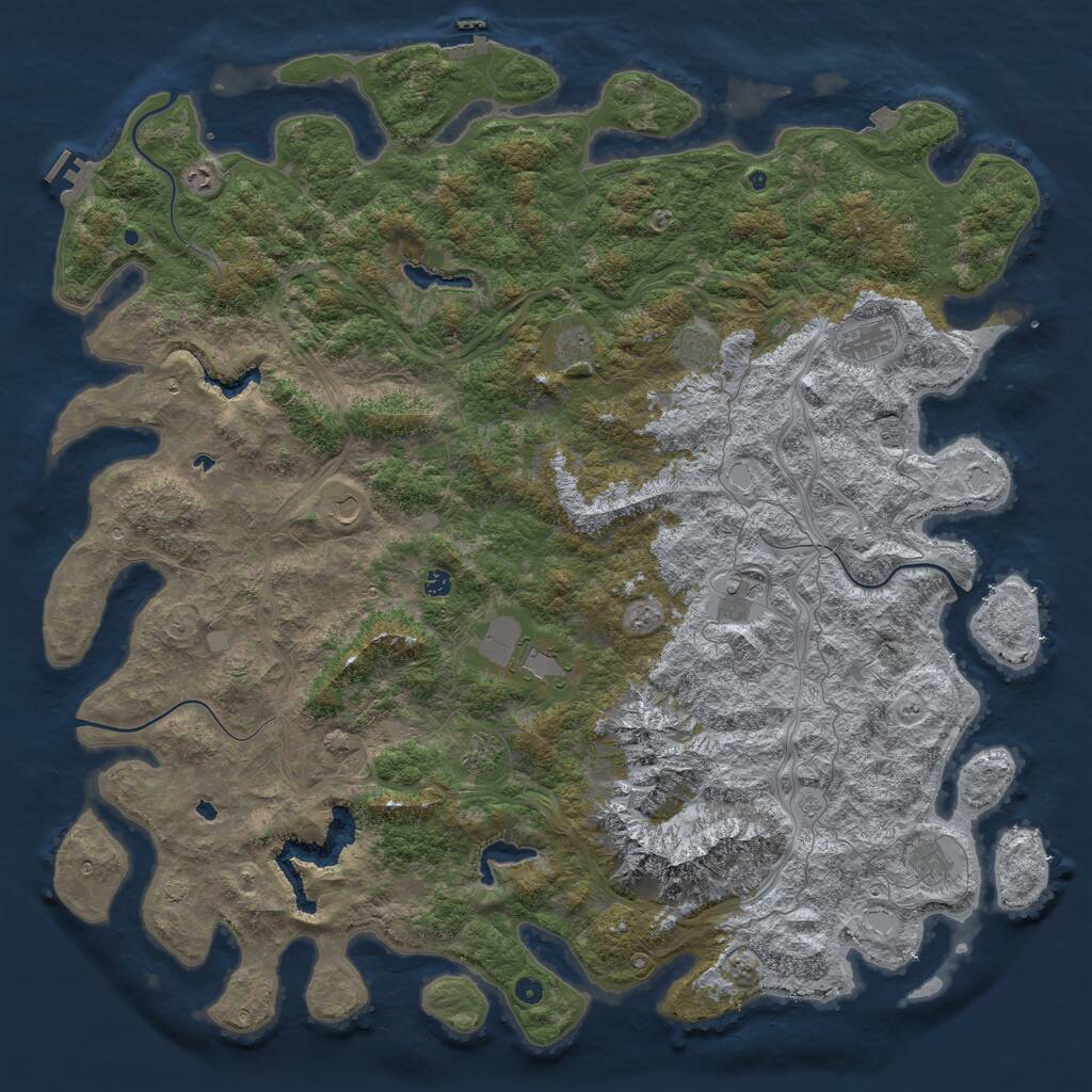 Rust Map: Procedural Map, Size: 6000, Seed: 377, 17 Monuments