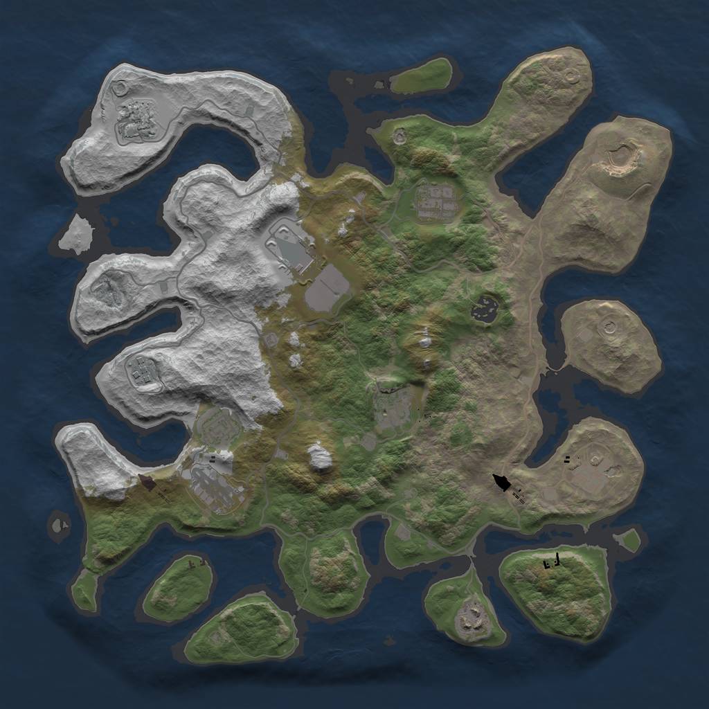 Rust Map: Barren, Size: 4000, Seed: 701699258, 14 Monuments