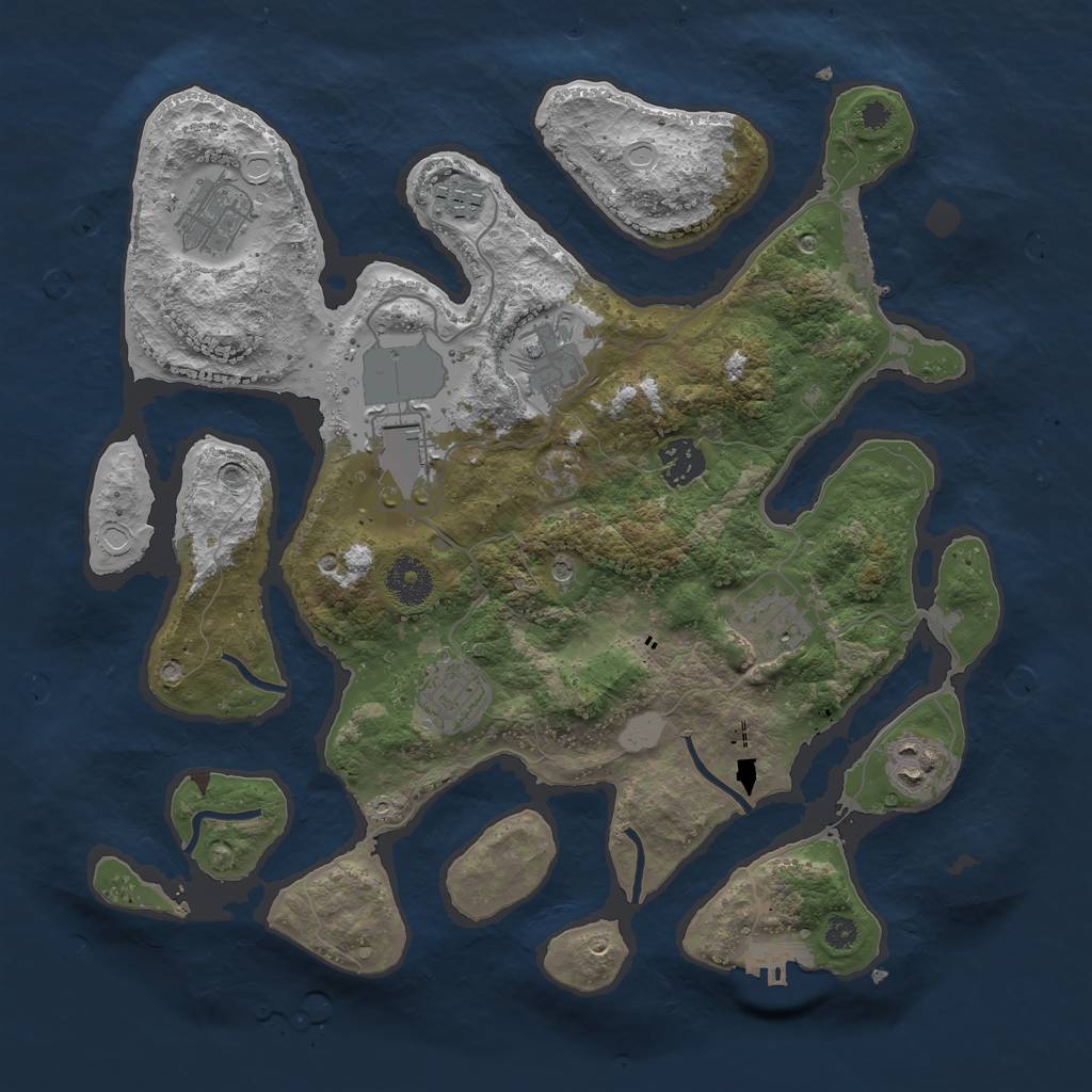Rust Map: Procedural Map, Size: 3500, Seed: 164072221, 16 Monuments