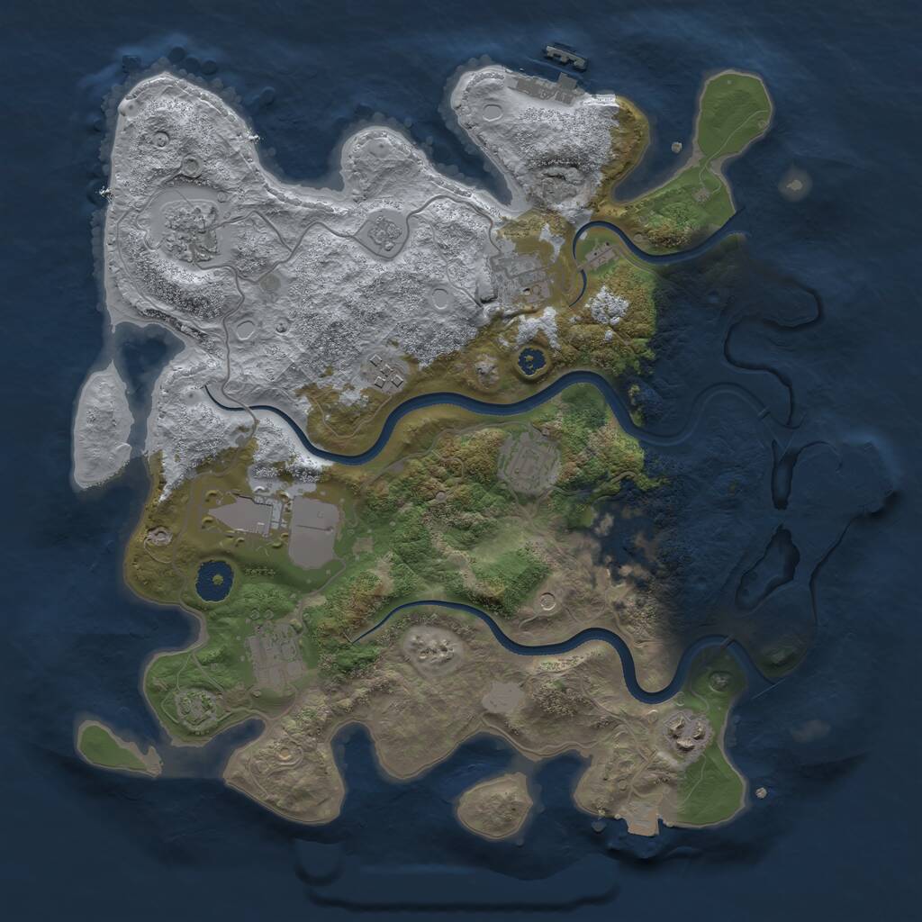 Rust Map: Procedural Map, Size: 3500, Seed: 164072221, 14 Monuments