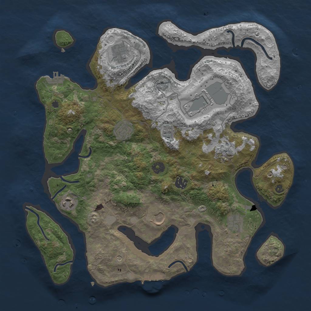 Rust Map: Procedural Map, Size: 3700, Seed: 946943674, 17 Monuments