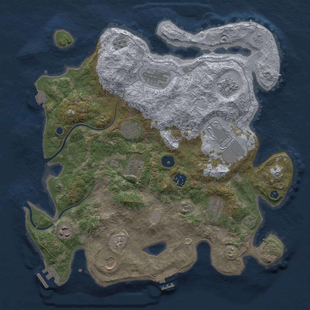 Rust Map: Procedural Map, Size: 3700, Seed: 946943674, 16 Monuments