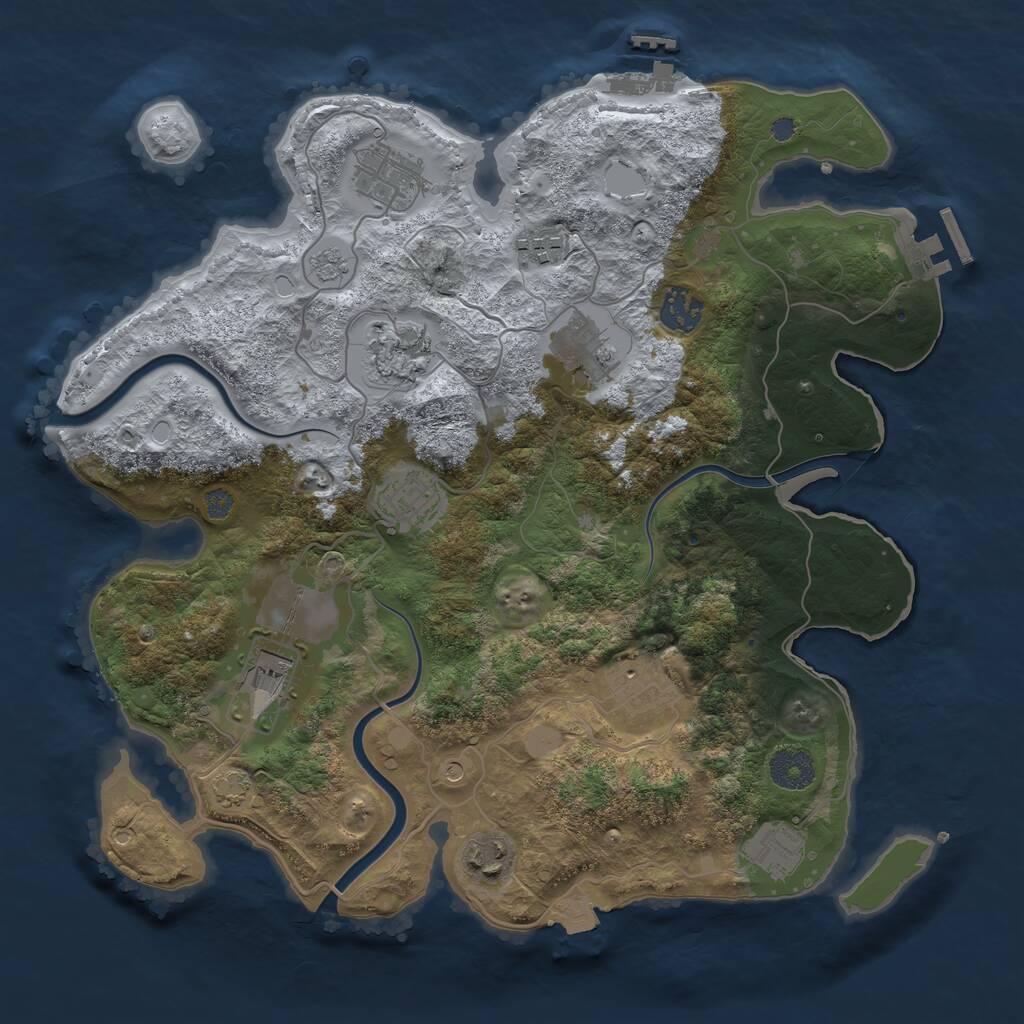 Rust Map: Procedural Map, Size: 3500, Seed: 961138134, 15 Monuments