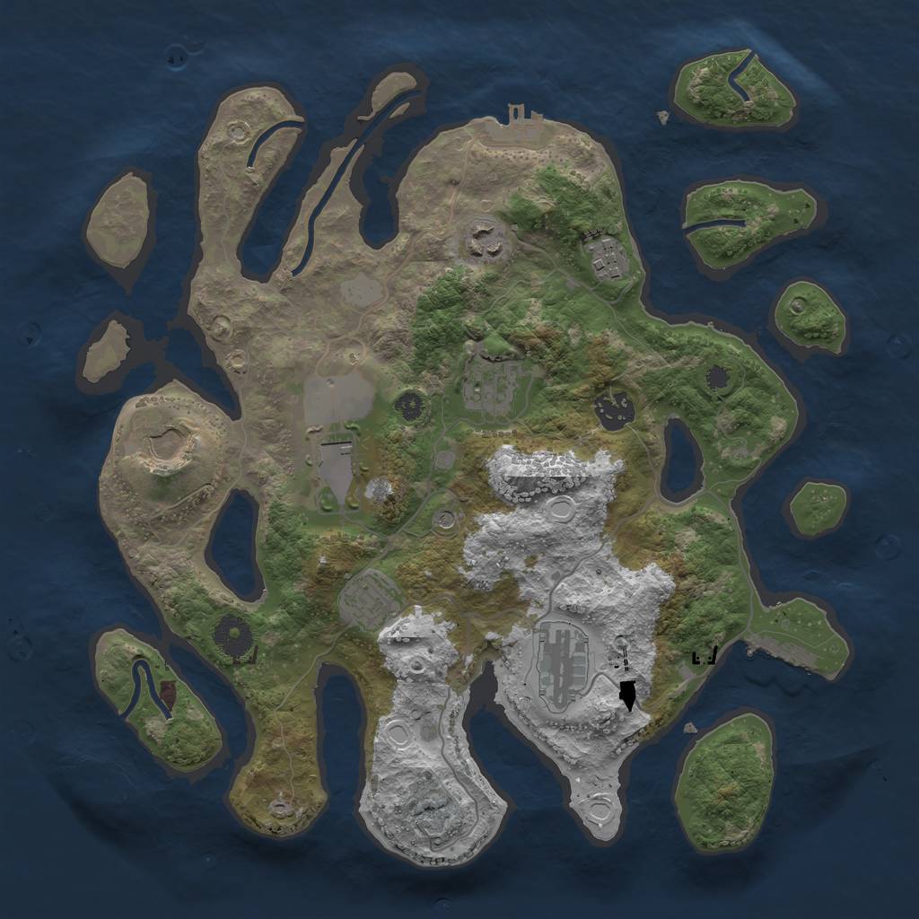 Rust Map: Procedural Map, Size: 3500, Seed: 210797726, 16 Monuments