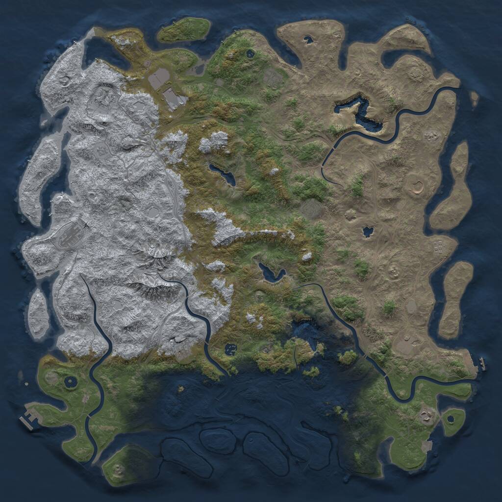 Rust Map: Procedural Map, Size: 6000, Seed: 140, 17 Monuments