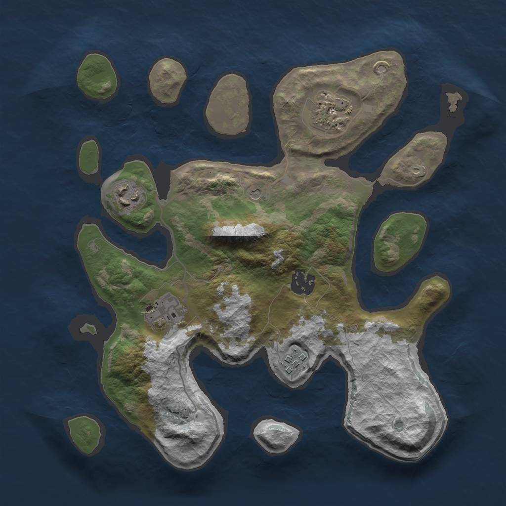 Rust Map: Barren, Size: 3000, Seed: 381080863, 8 Monuments