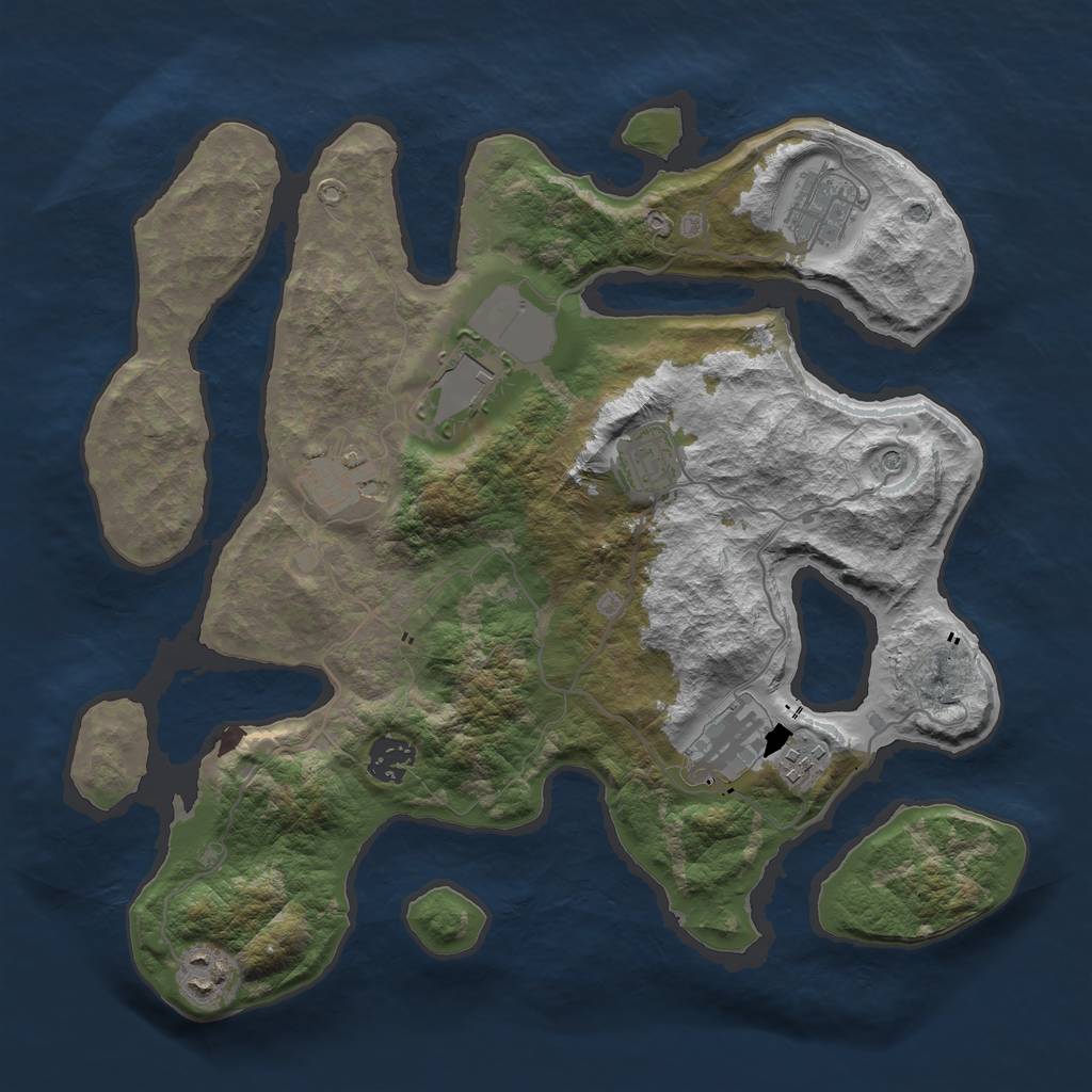 Rust Map: Barren, Size: 3500, Seed: 111155, 11 Monuments