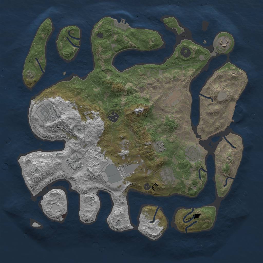 Rust Map: Procedural Map, Size: 3780, Seed: 1119, 17 Monuments