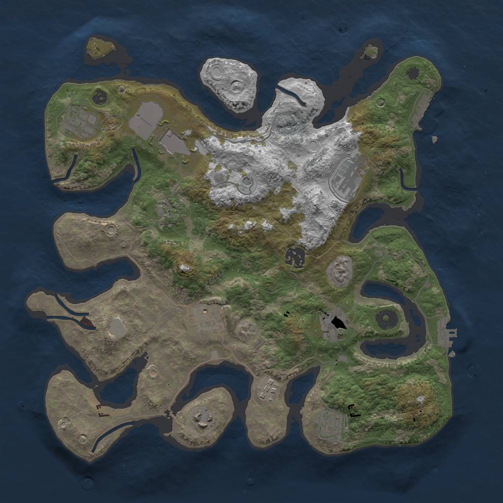 Rust Map: Procedural Map, Size: 3600, Seed: 5680, 18 Monuments