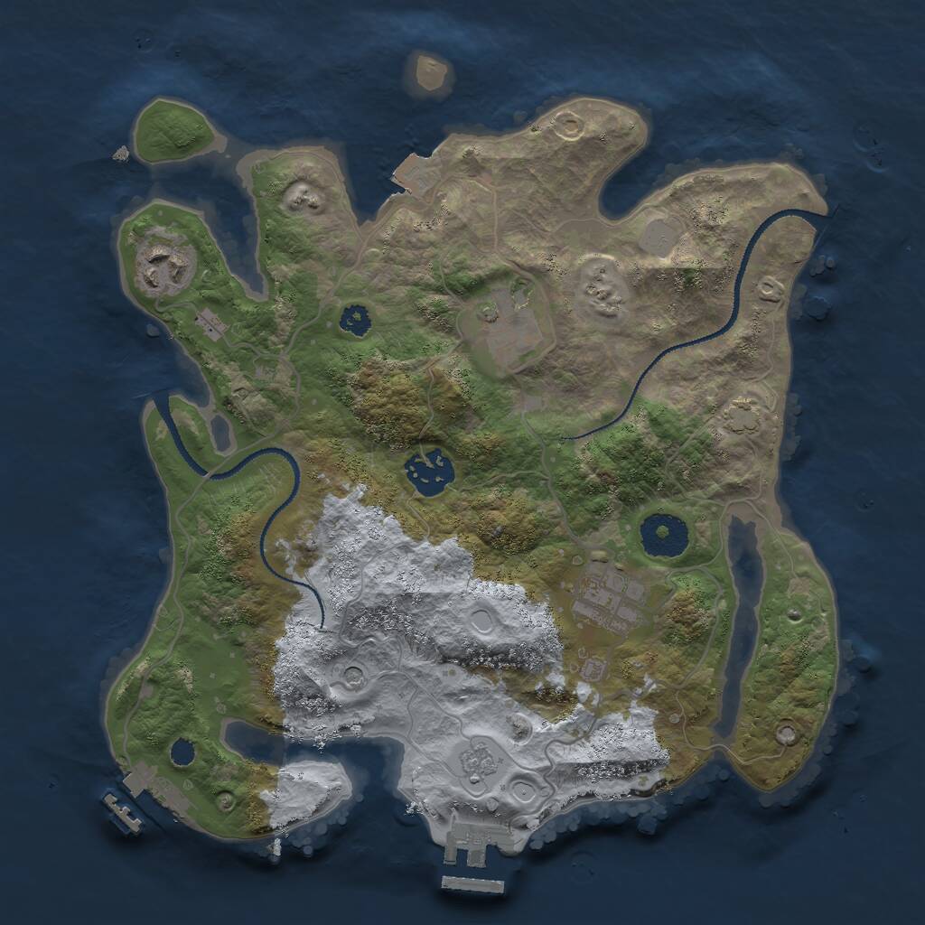 Rust Map: Procedural Map, Size: 3000, Seed: 648047, 10 Monuments
