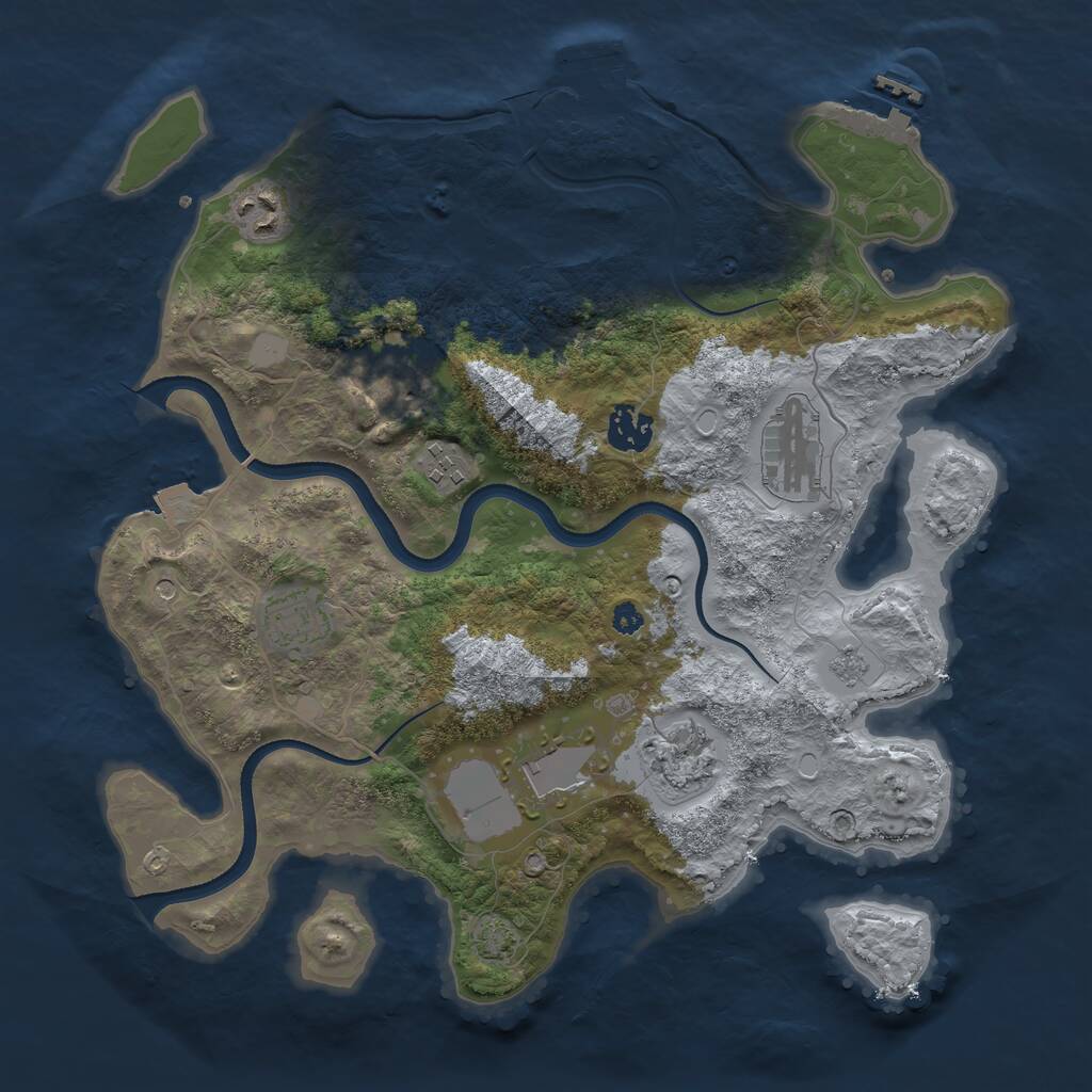 Rust Map: Procedural Map, Size: 3500, Seed: 1030214469, 14 Monuments