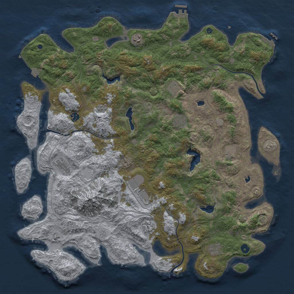 Rust Map: Procedural Map, Size: 5000, Seed: 3242421, 16 Monuments