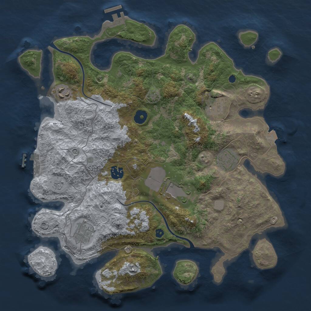 Rust Map: Procedural Map, Size: 3500, Seed: 881, 12 Monuments
