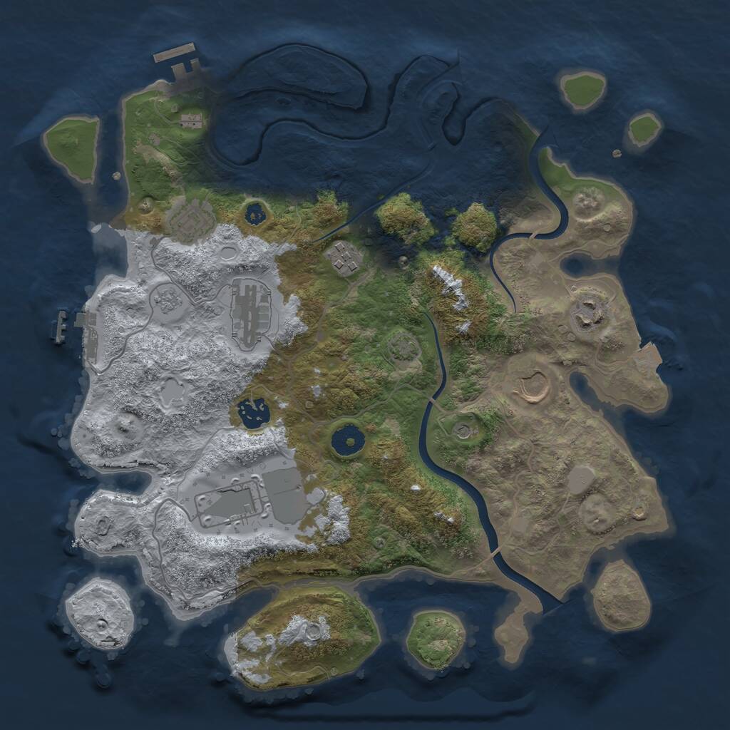 Rust Map: Procedural Map, Size: 3500, Seed: 881, 13 Monuments