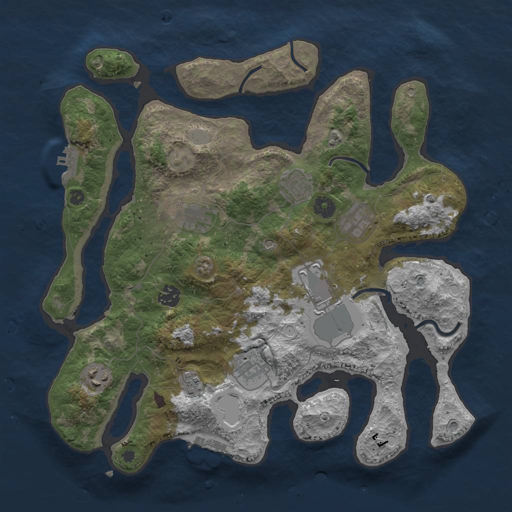 Rust Map: Procedural Map, Size: 3500, Seed: 1177879725, 16 Monuments