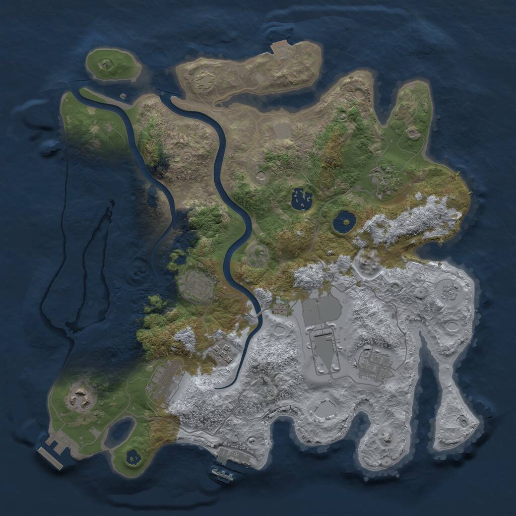 Rust Map: Procedural Map, Size: 3500, Seed: 1177879725, 14 Monuments