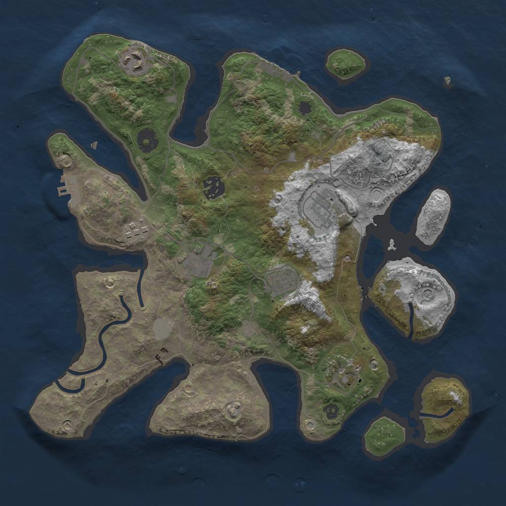 Rust Map: Procedural Map, Size: 3340, Seed: 56095, 15 Monuments