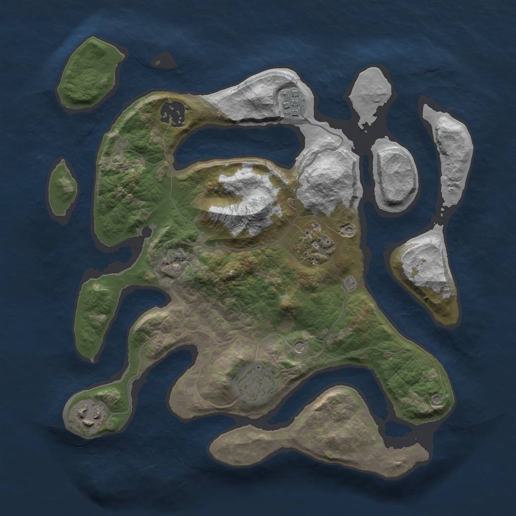 Rust Map: Barren, Size: 3000, Seed: 376323, 8 Monuments