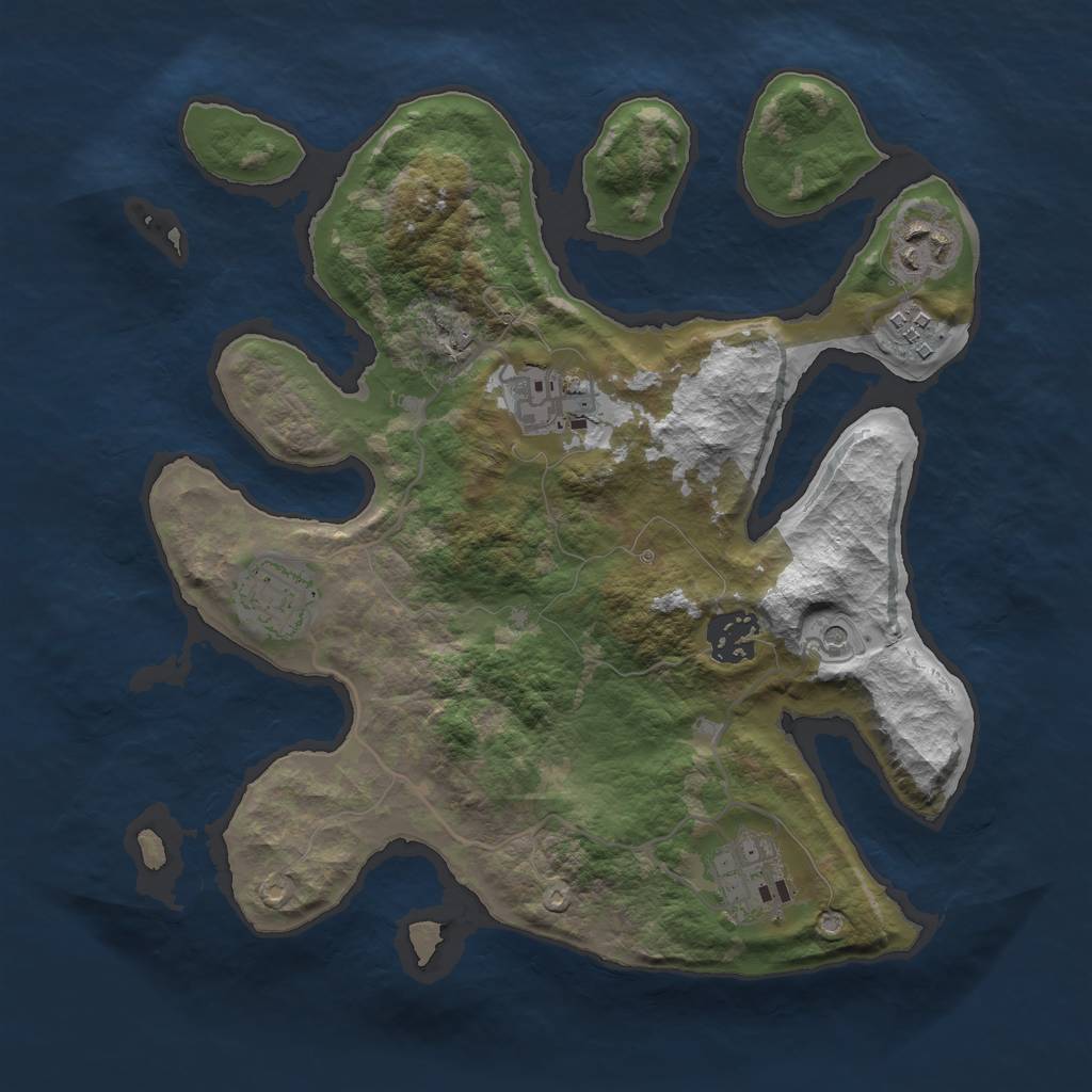 Rust Map: Barren, Size: 3000, Seed: 279560, 9 Monuments
