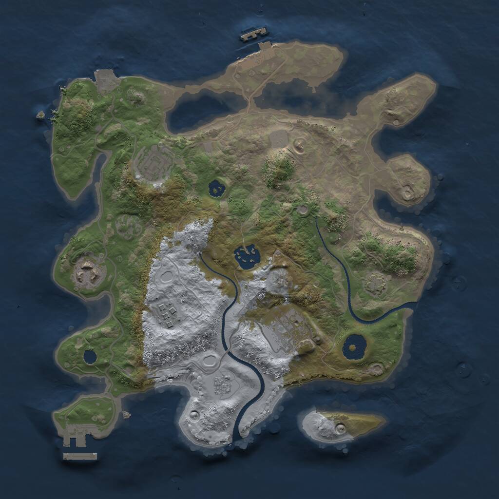Rust Map: Procedural Map, Size: 3000, Seed: 2007196787, 10 Monuments