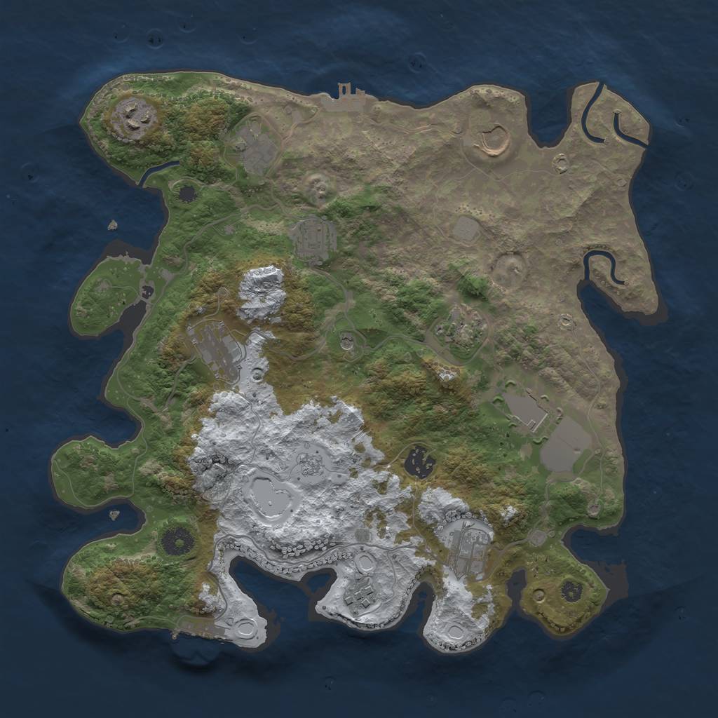 Rust Map: Procedural Map, Size: 3550, Seed: 864267, 19 Monuments