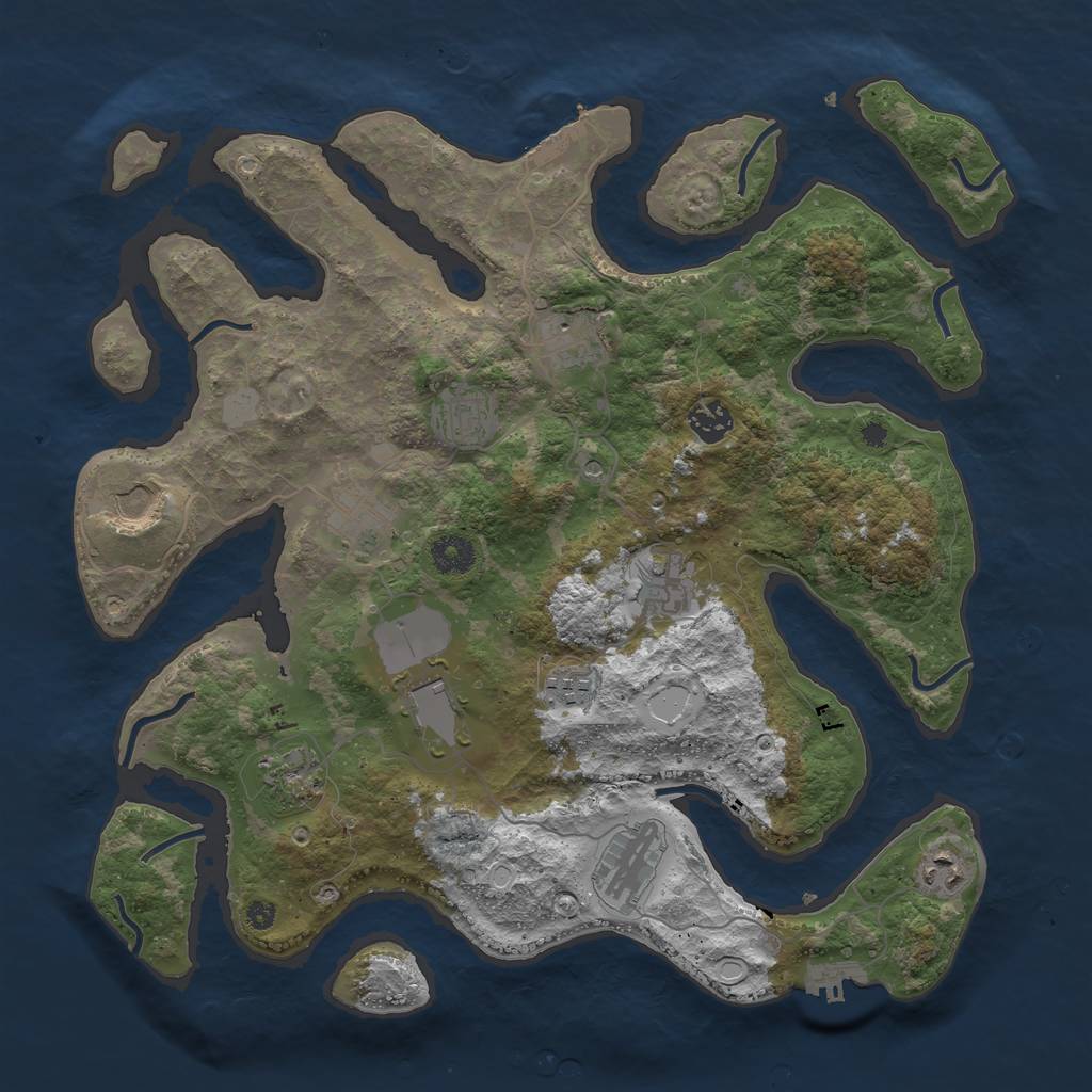 Rust Map: Procedural Map, Size: 3850, Seed: 634938684, 19 Monuments