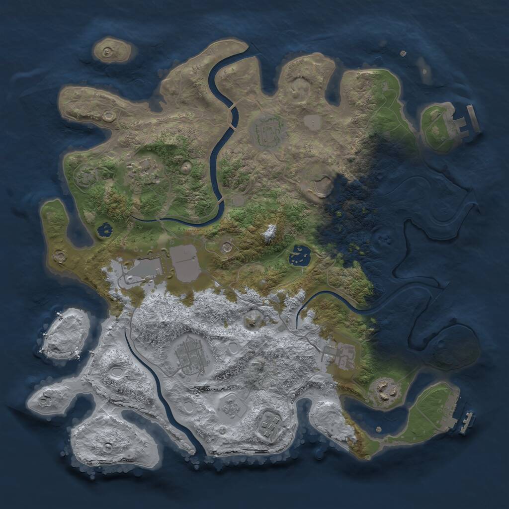 Rust Map: Procedural Map, Size: 3500, Seed: 152883988, 15 Monuments