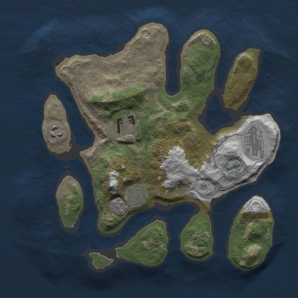 Rust Map: Barren, Size: 3000, Seed: 608840, 8 Monuments