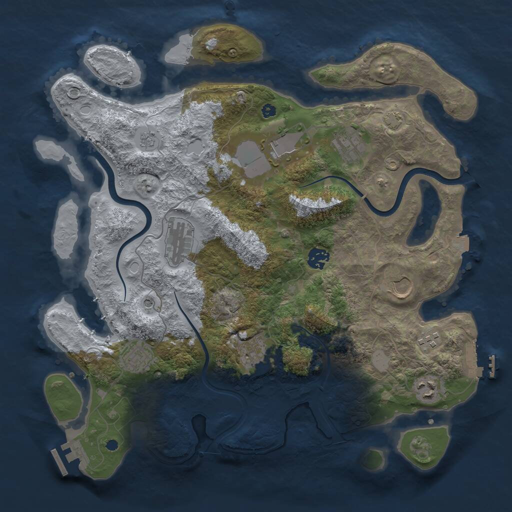 Rust Map: Procedural Map, Size: 3600, Seed: 46342996, 15 Monuments