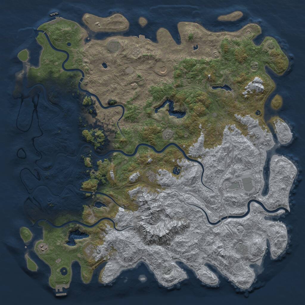 Rust Map: Procedural Map, Size: 6000, Seed: 175, 17 Monuments