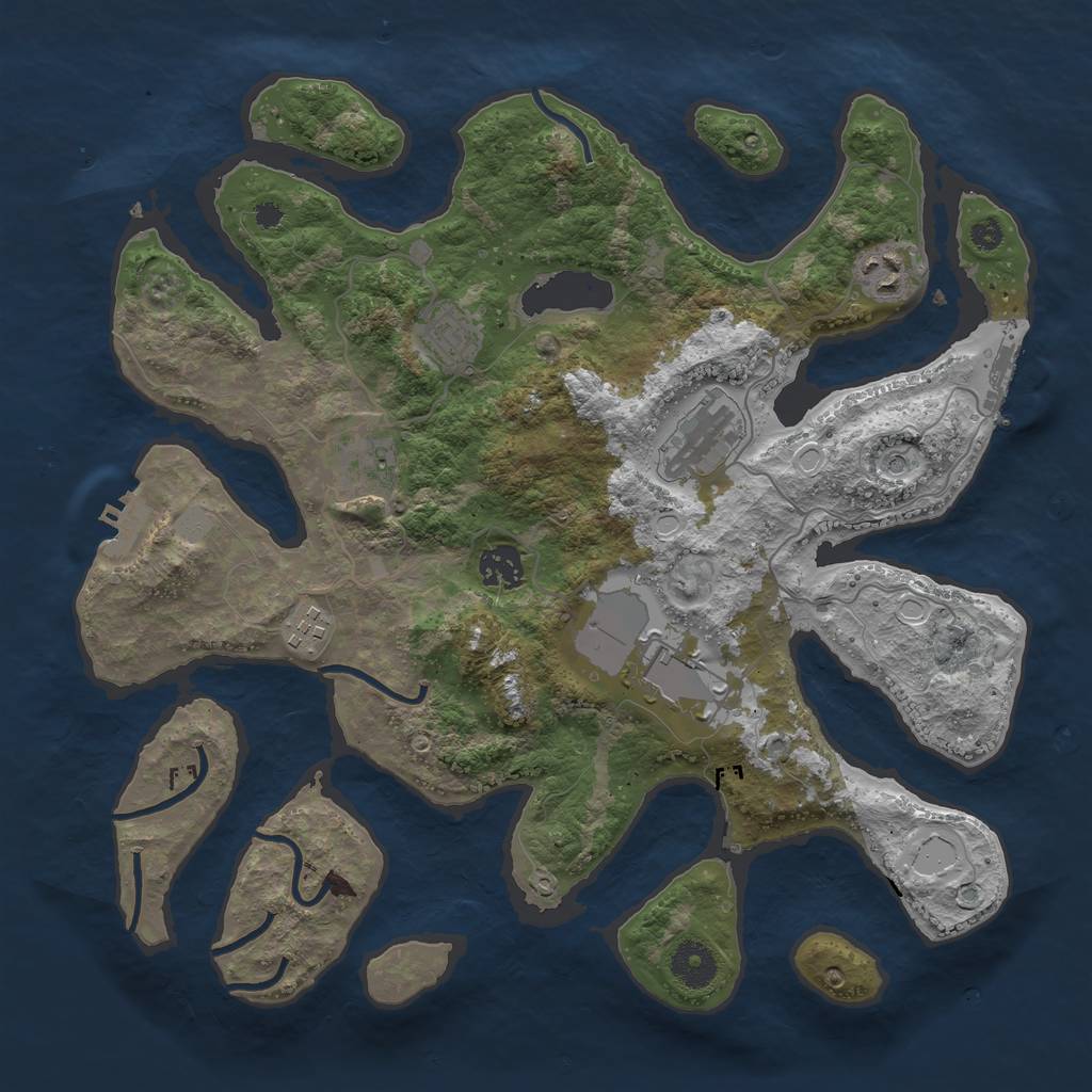 Rust Map: Procedural Map, Size: 3600, Seed: 1847126491, 15 Monuments