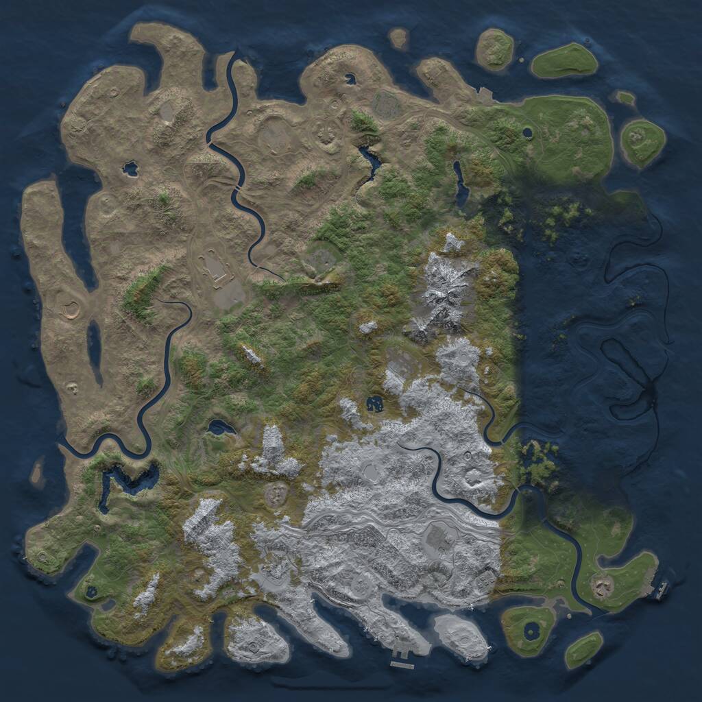 Rust Map: Procedural Map, Size: 6000, Seed: 1950407013, 17 Monuments