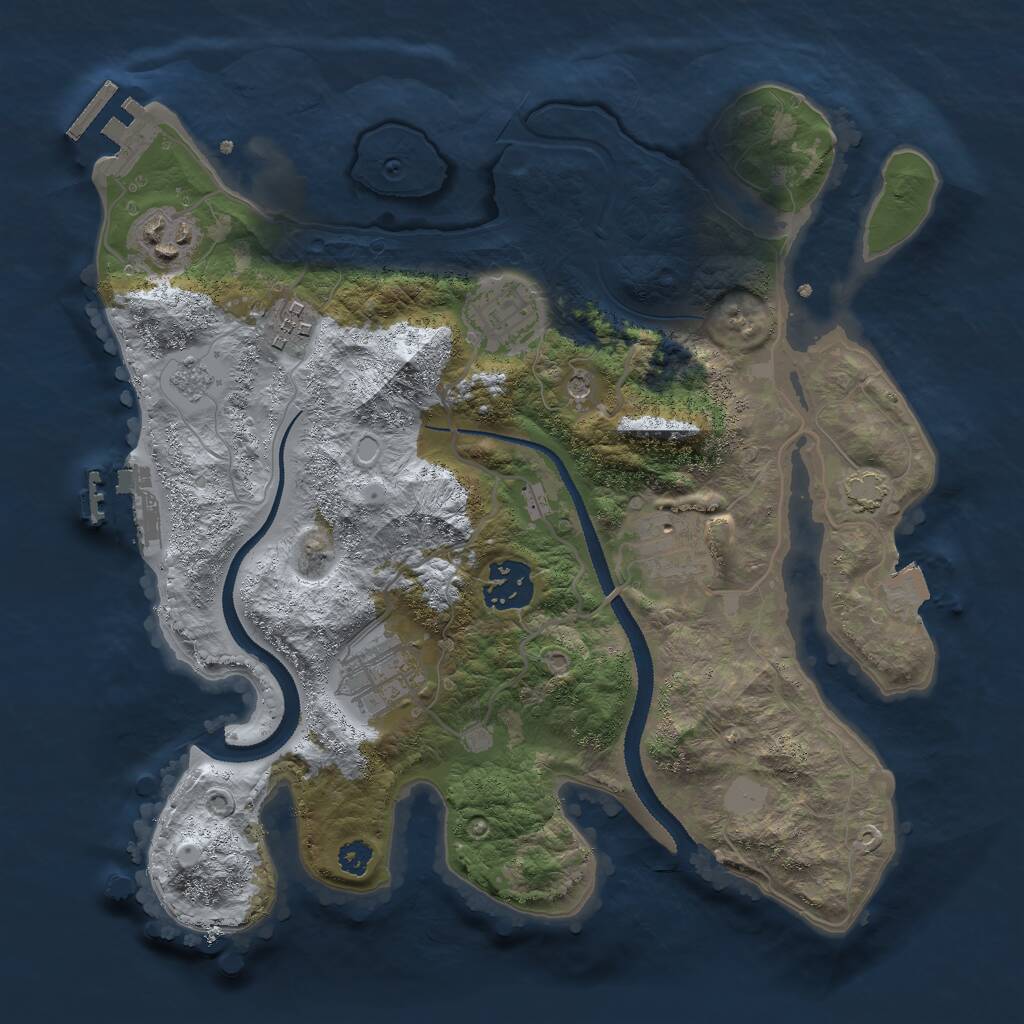 Rust Map: Procedural Map, Size: 3000, Seed: 47135, 12 Monuments