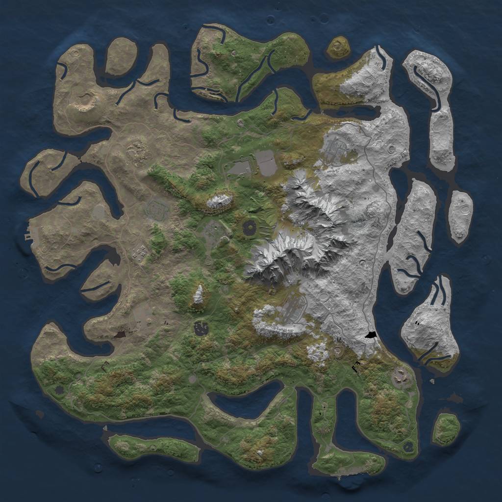 Rust Map: Procedural Map, Size: 5000, Seed: 1254863215, 19 Monuments