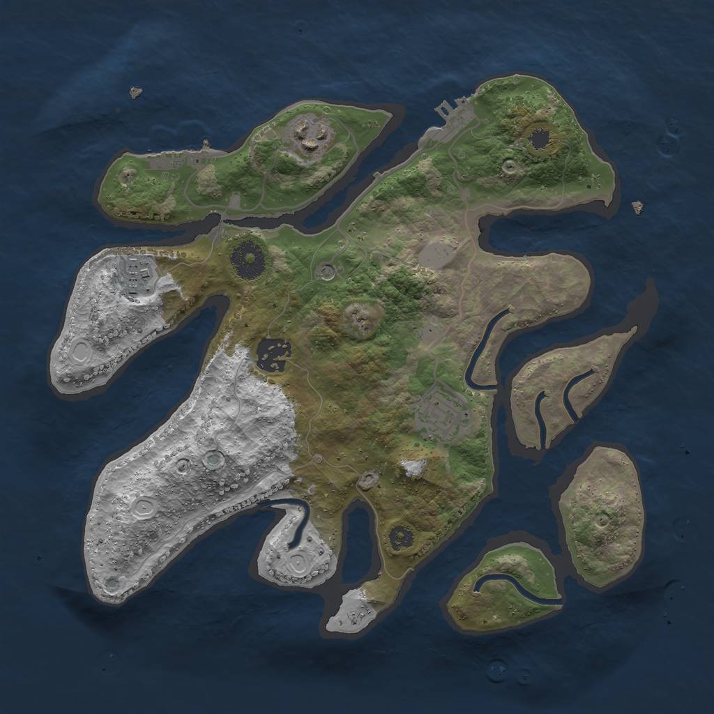 Rust Map: Procedural Map, Size: 3000, Seed: 1122332087, 12 Monuments