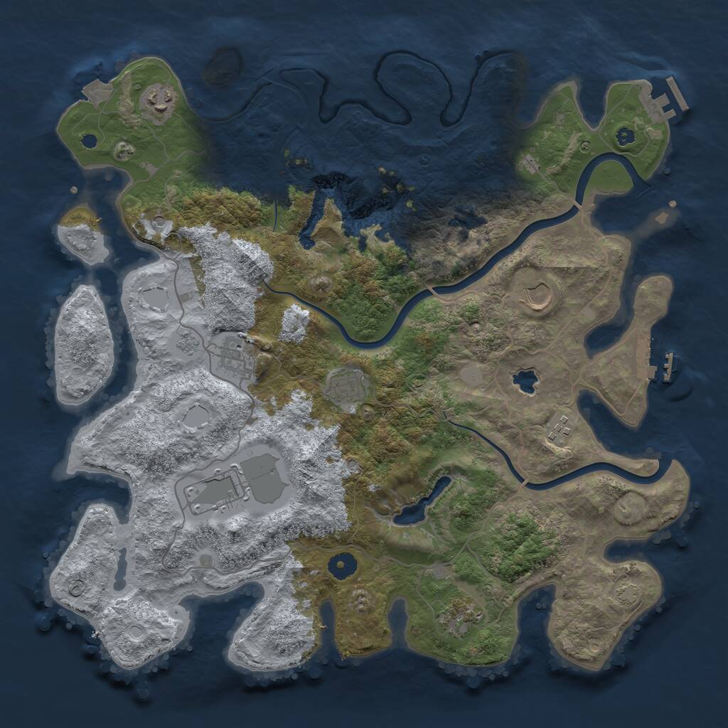 Rust Map: Procedural Map, Size: 4000, Seed: 664617531, 13 Monuments