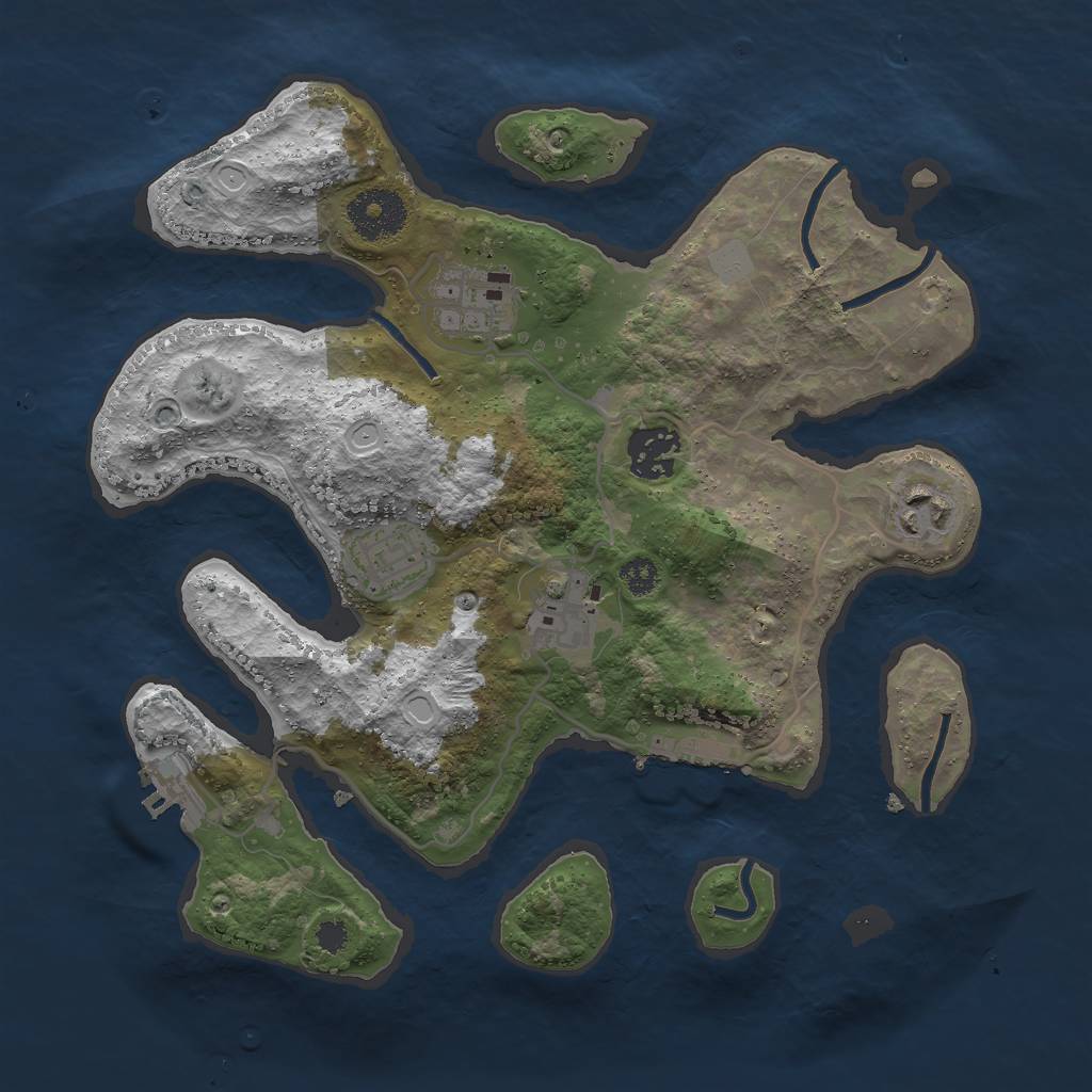 Rust Map: Procedural Map, Size: 3000, Seed: 790730, 12 Monuments