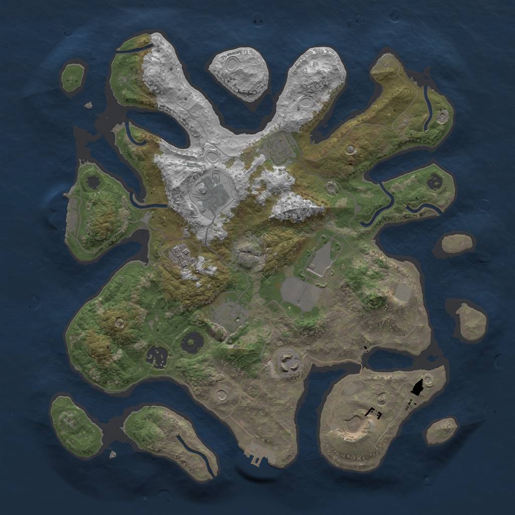 Rust Map: Procedural Map, Size: 3500, Seed: 769303193, 16 Monuments