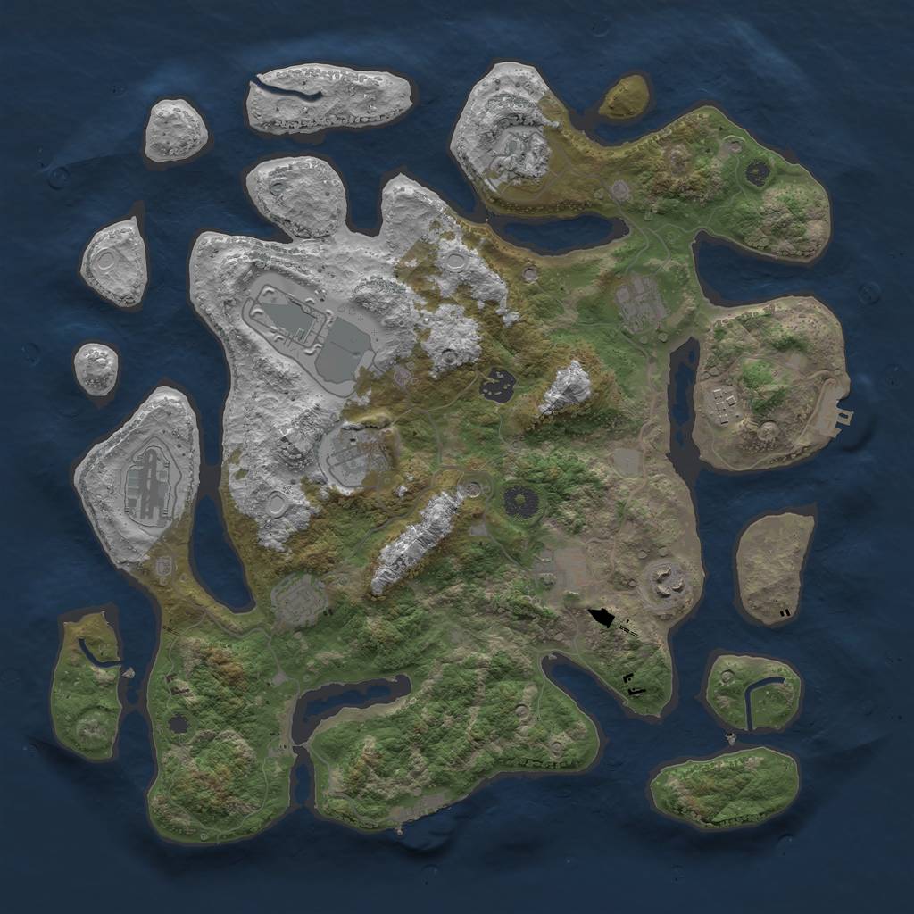 Rust Map: Procedural Map, Size: 3950, Seed: 562986654, 18 Monuments
