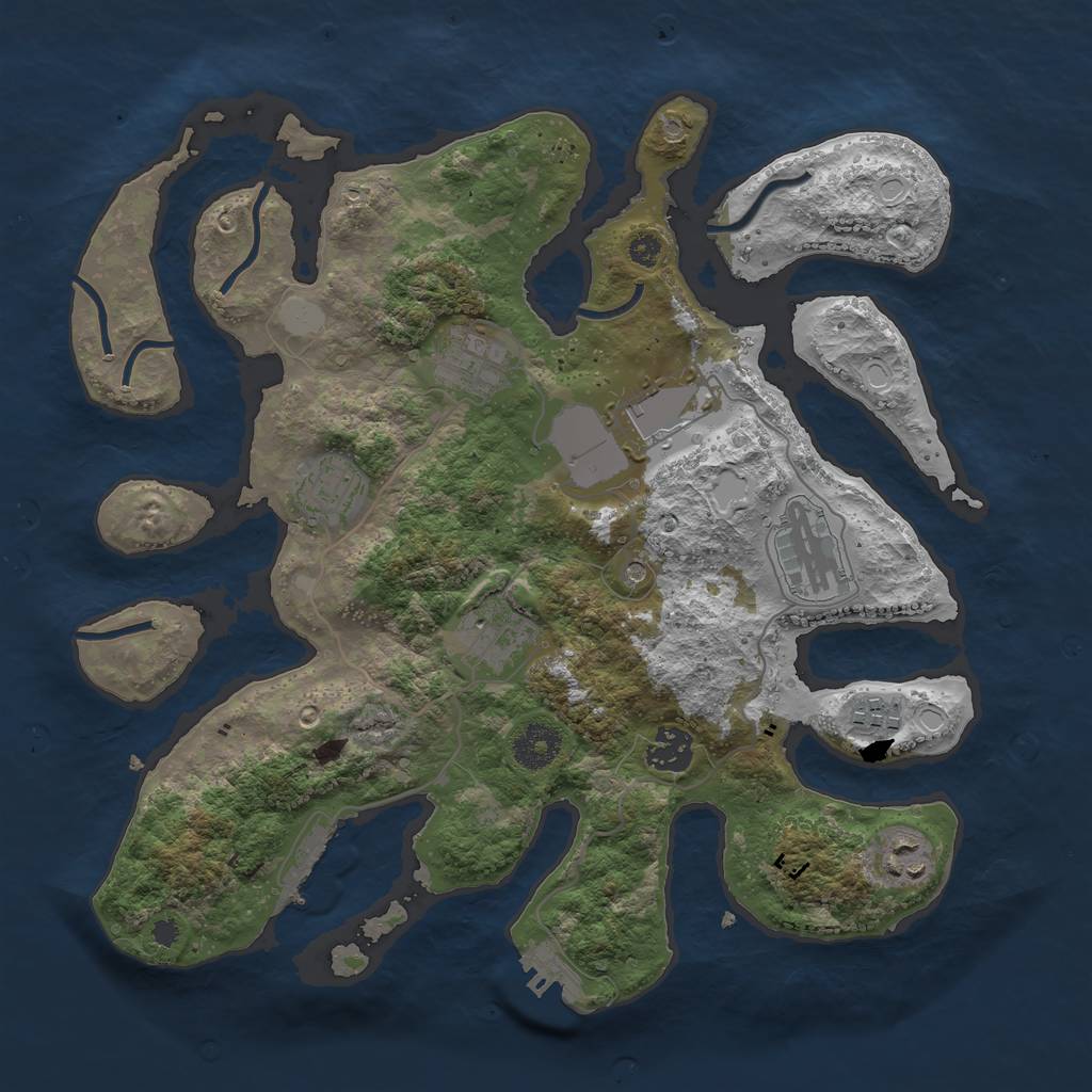 Rust Map: Procedural Map, Size: 3500, Seed: 118583999, 16 Monuments