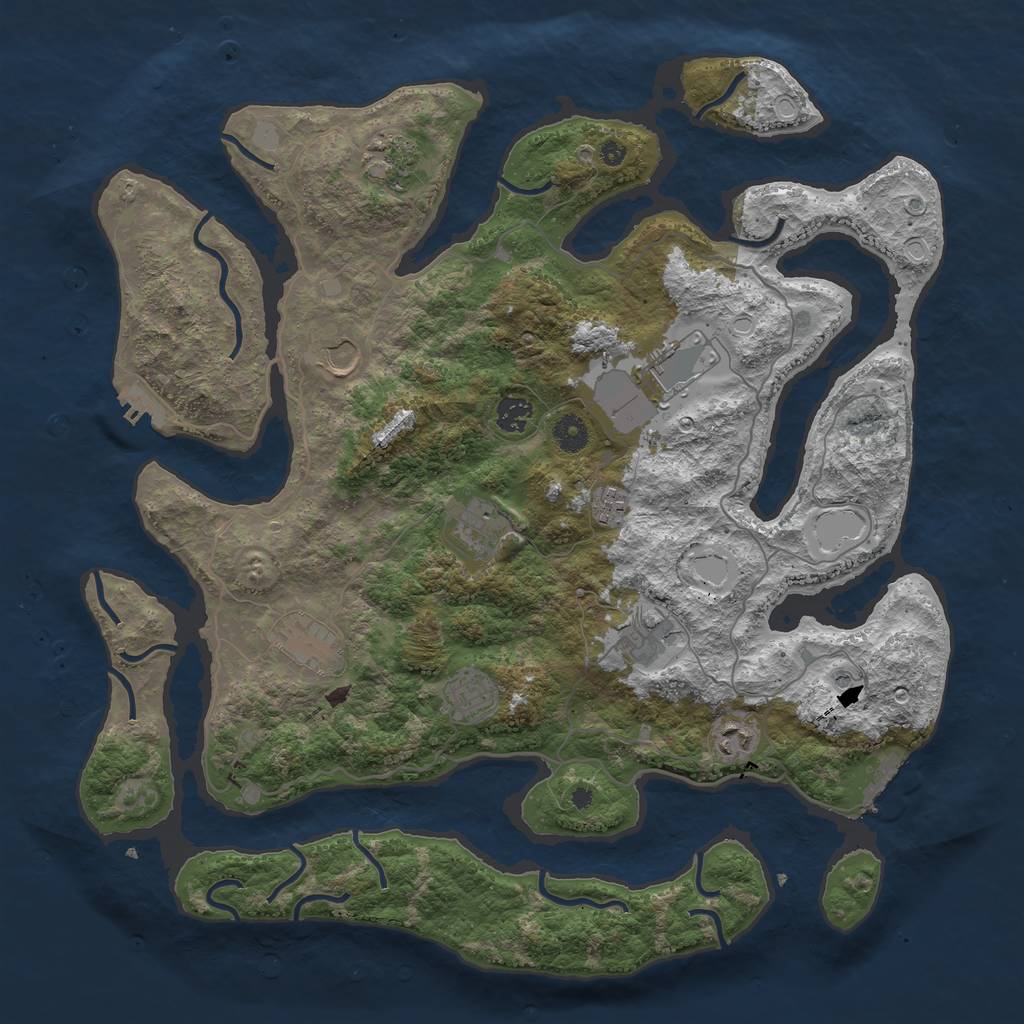 Rust Map: Procedural Map, Size: 4250, Seed: 1127766429, 18 Monuments