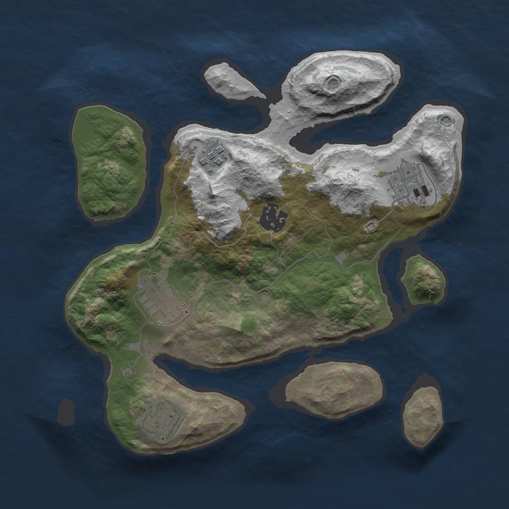 Rust Map: Barren, Size: 2800, Seed: 720943922, 7 Monuments