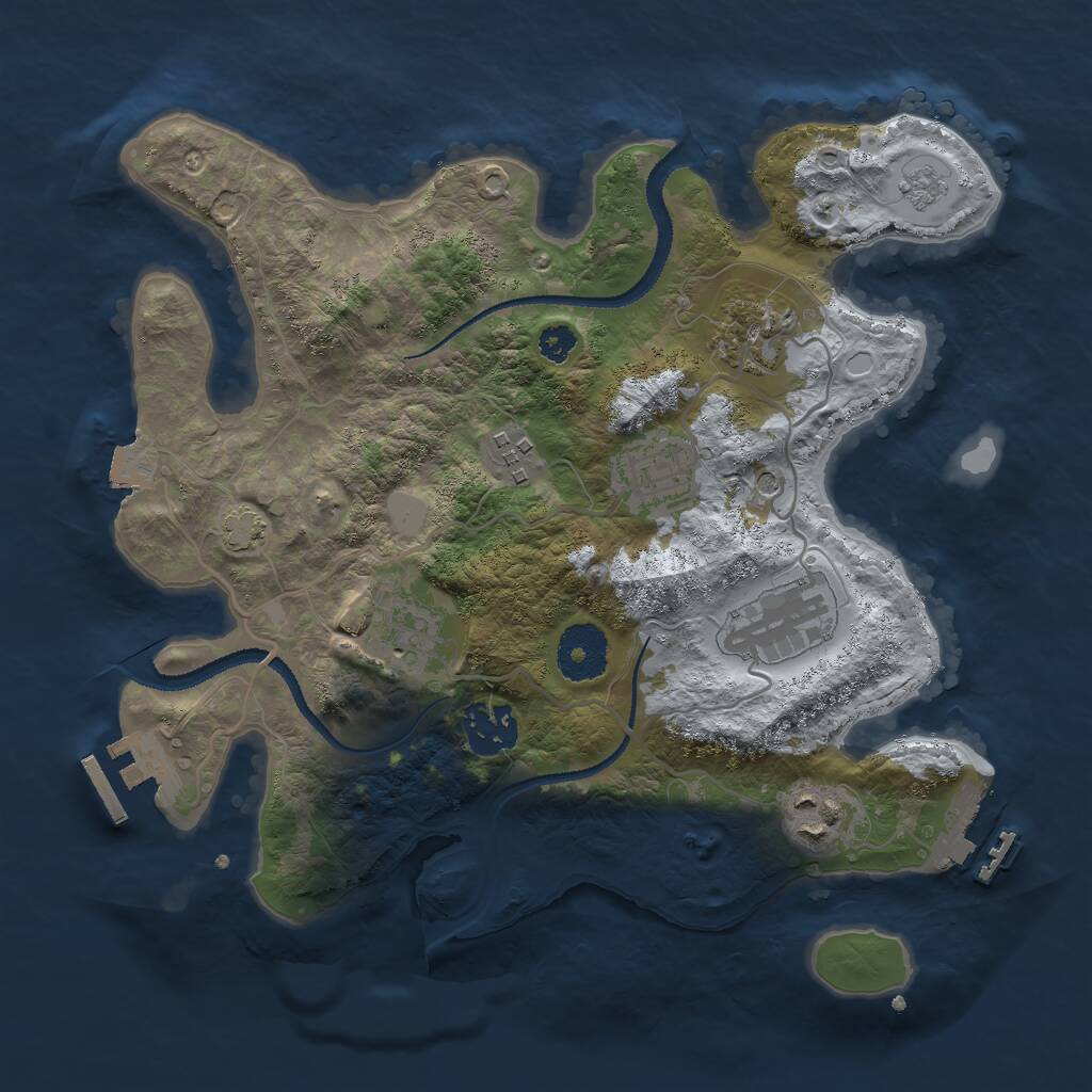 Rust Map: Procedural Map, Size: 3000, Seed: 1296936603, 13 Monuments