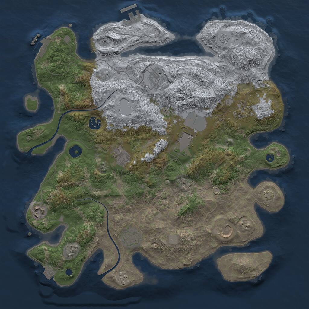 Rust Map: Procedural Map, Size: 3700, Seed: 616471690, 15 Monuments