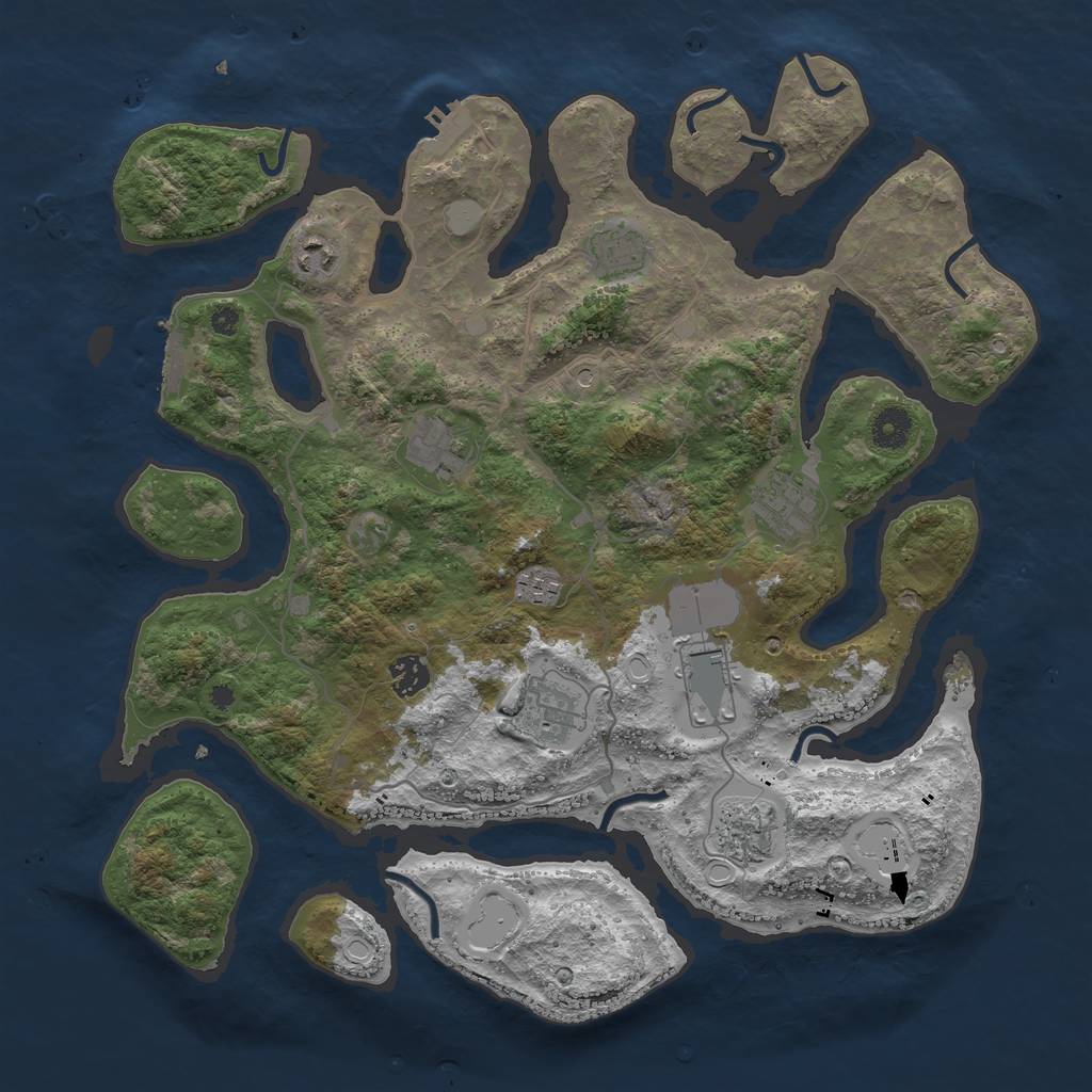 Rust Map: Procedural Map, Size: 4000, Seed: 56006764, 17 Monuments